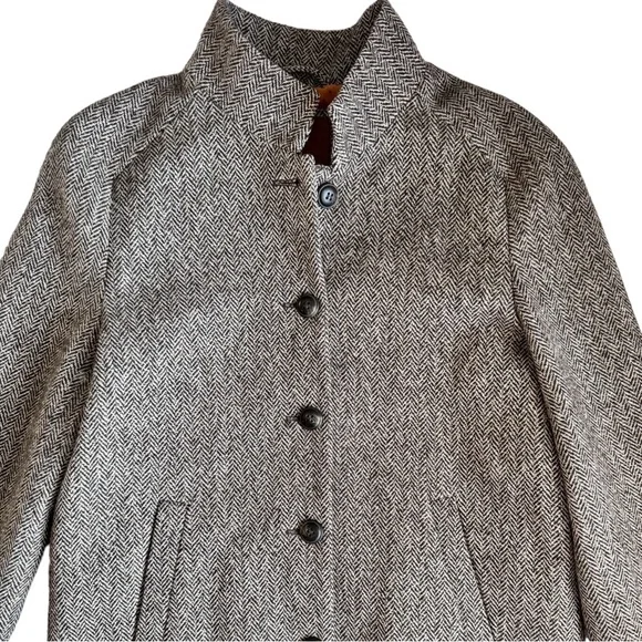 Massimo Dutti Wool Peacoat Trench Herringbone Sparkle Brown 13Y 14Y Sz 14-16 - Picture 4 of 15